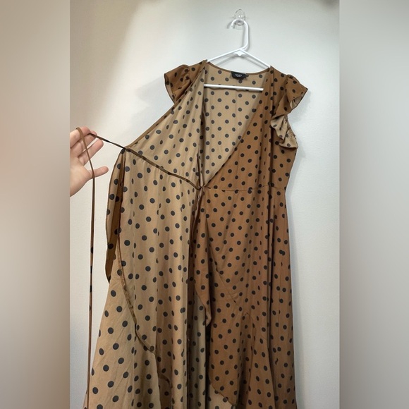Brown Polka Dot Skirt VICI Mama Mia Polka Dotted Wrap Maxi Dress sz: Small Retro - Picture 12 of 16